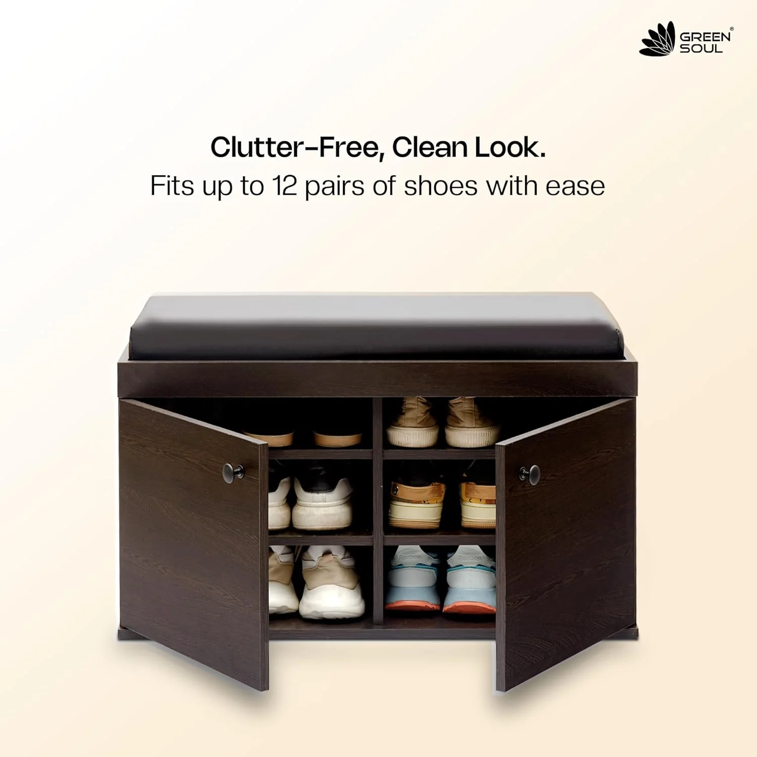 Fortuna 2 Door Shoe Rack with Seating 6 Shelves, 2 Doors Stores up to 12 Pair of Shoes - Image 22