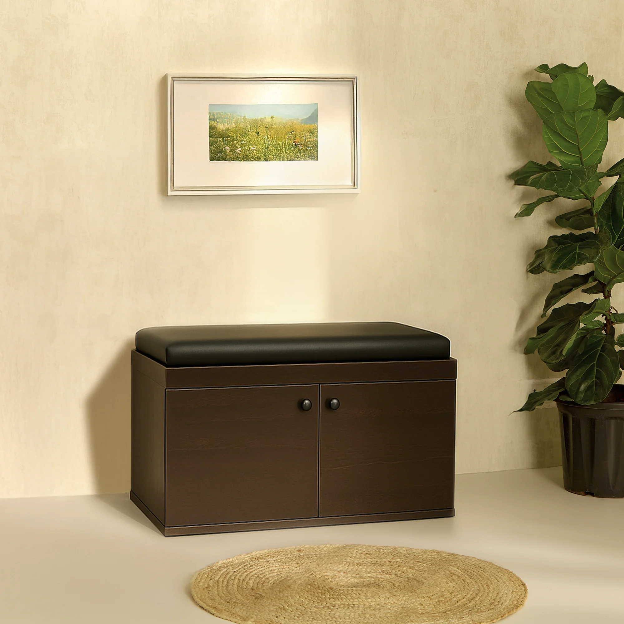 Fortuna 2 Door Shoe Rack with Seating 6 Shelves, 2 Doors Stores up to 12 Pair of Shoes - Image 4