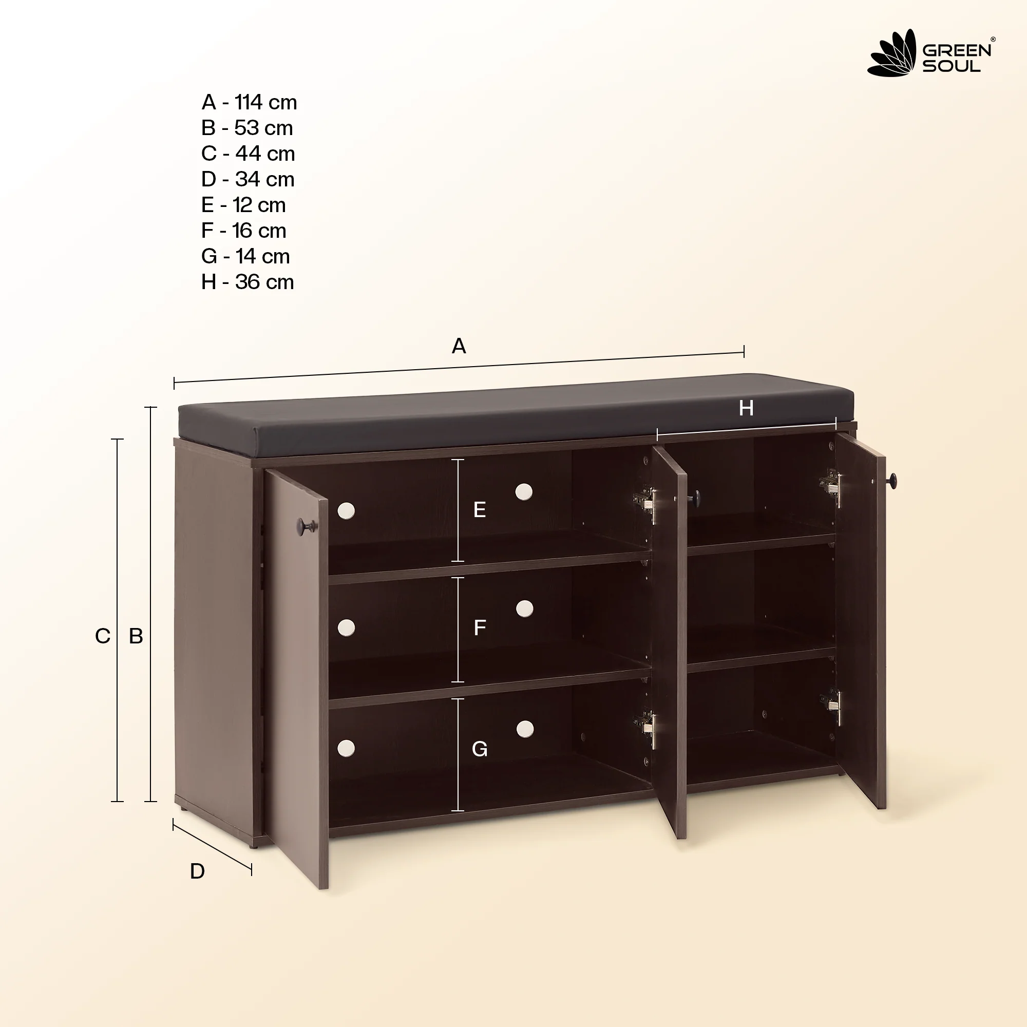 Fortuna 3 Door Engineered Wood Shoe Rack - Image 15