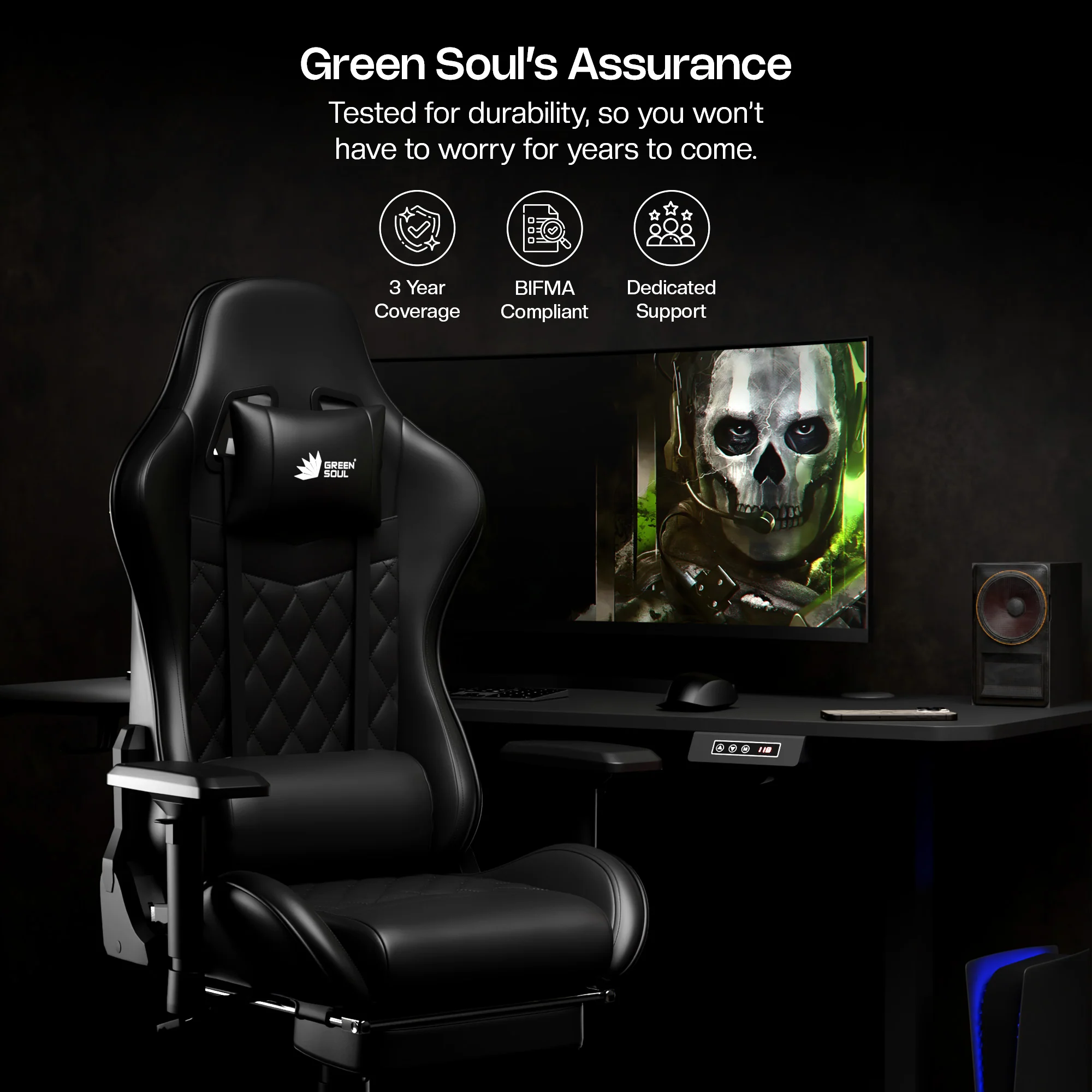 Green Soul Ghost Gaming Chair With Integrated Footrest - Image 33