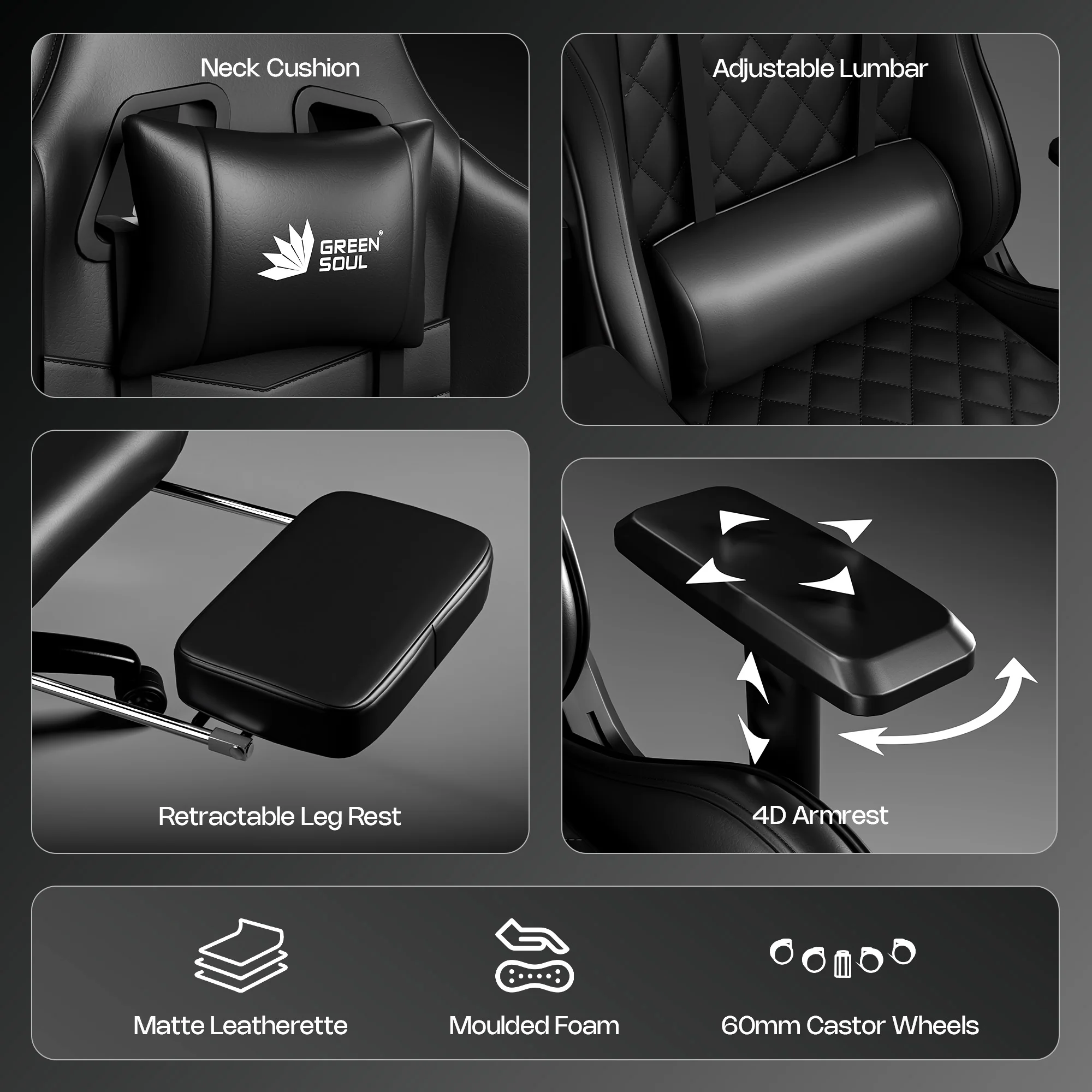 Green Soul Ghost Gaming Chair With Integrated Footrest - Image 34