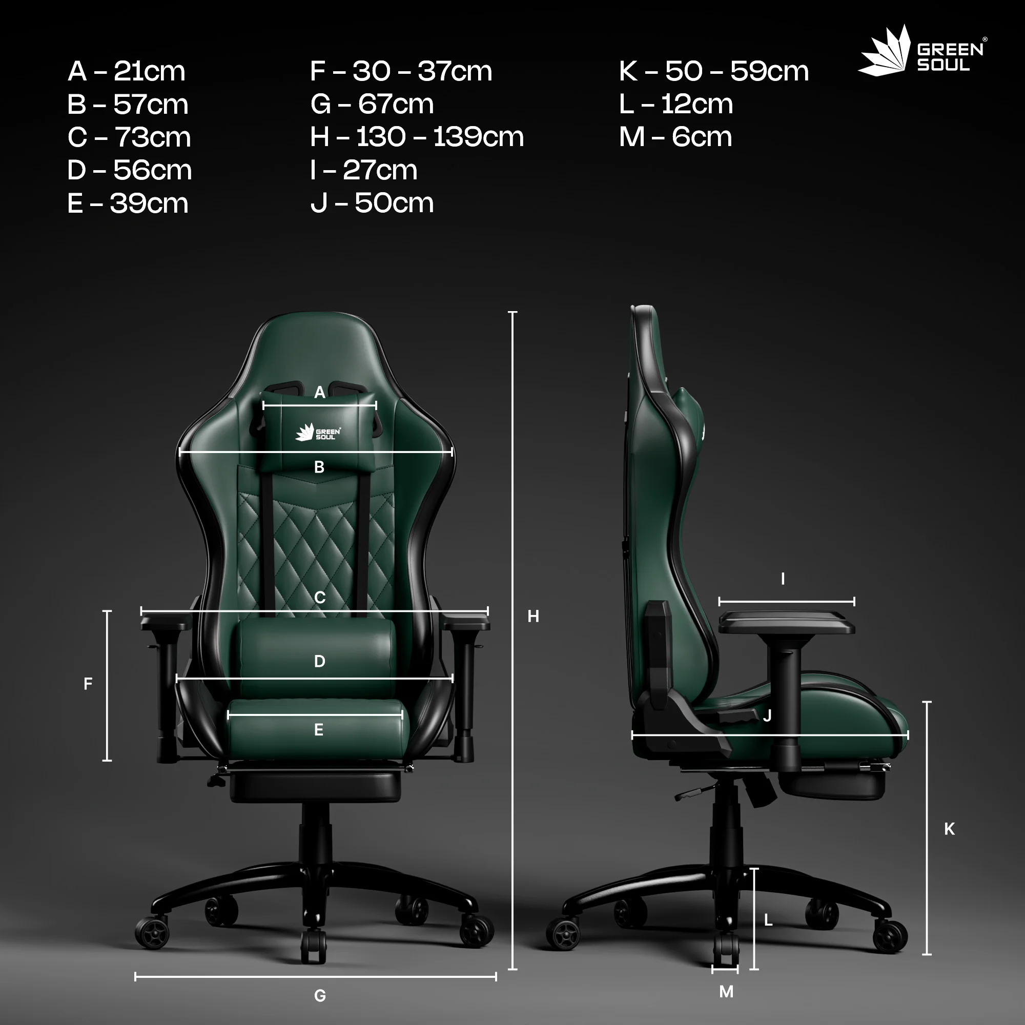 Green Soul Ghost Gaming Chair With Integrated Footrest - Image 40