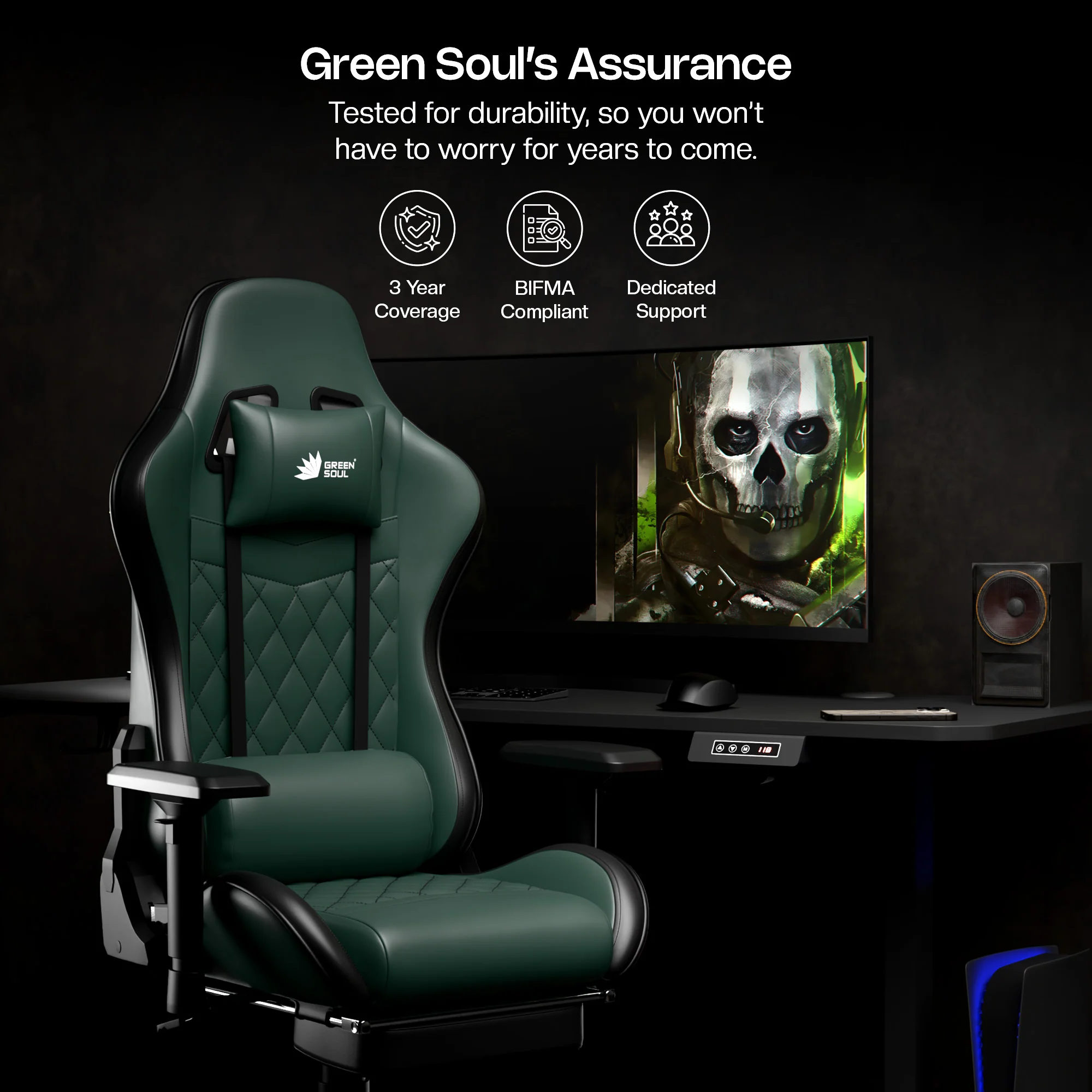 Green Soul Ghost Gaming Chair With Integrated Footrest - Image 41