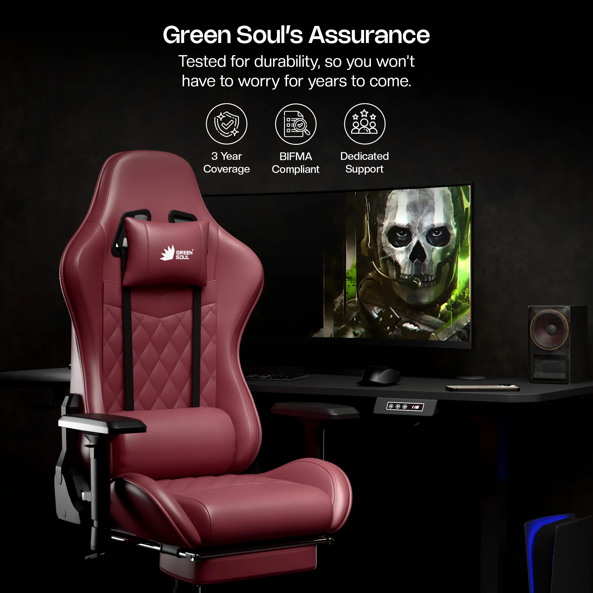 Green Soul Ghost Gaming Chair With Integrated Footrest - Image 50