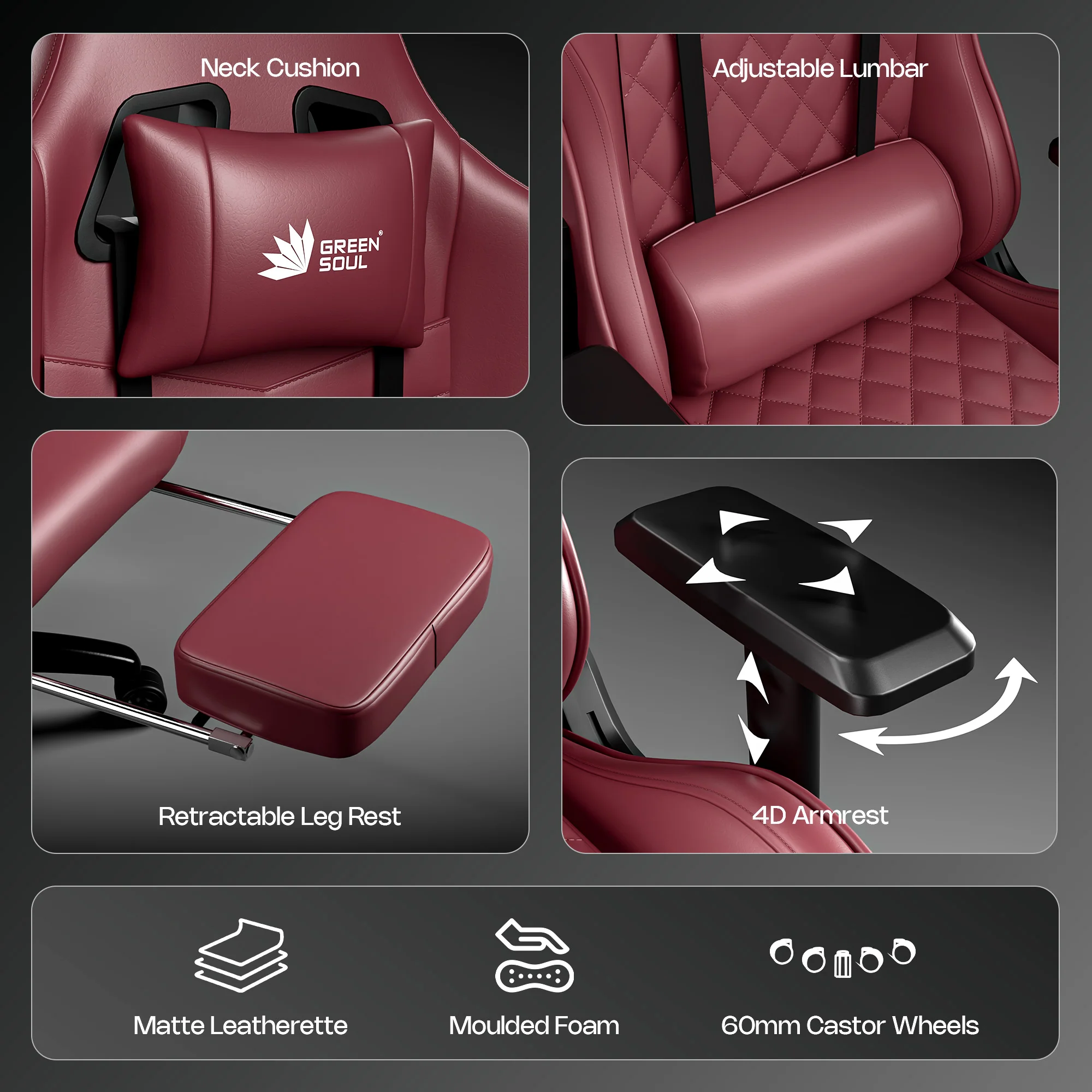 Green Soul Ghost Gaming Chair With Integrated Footrest - Image 51