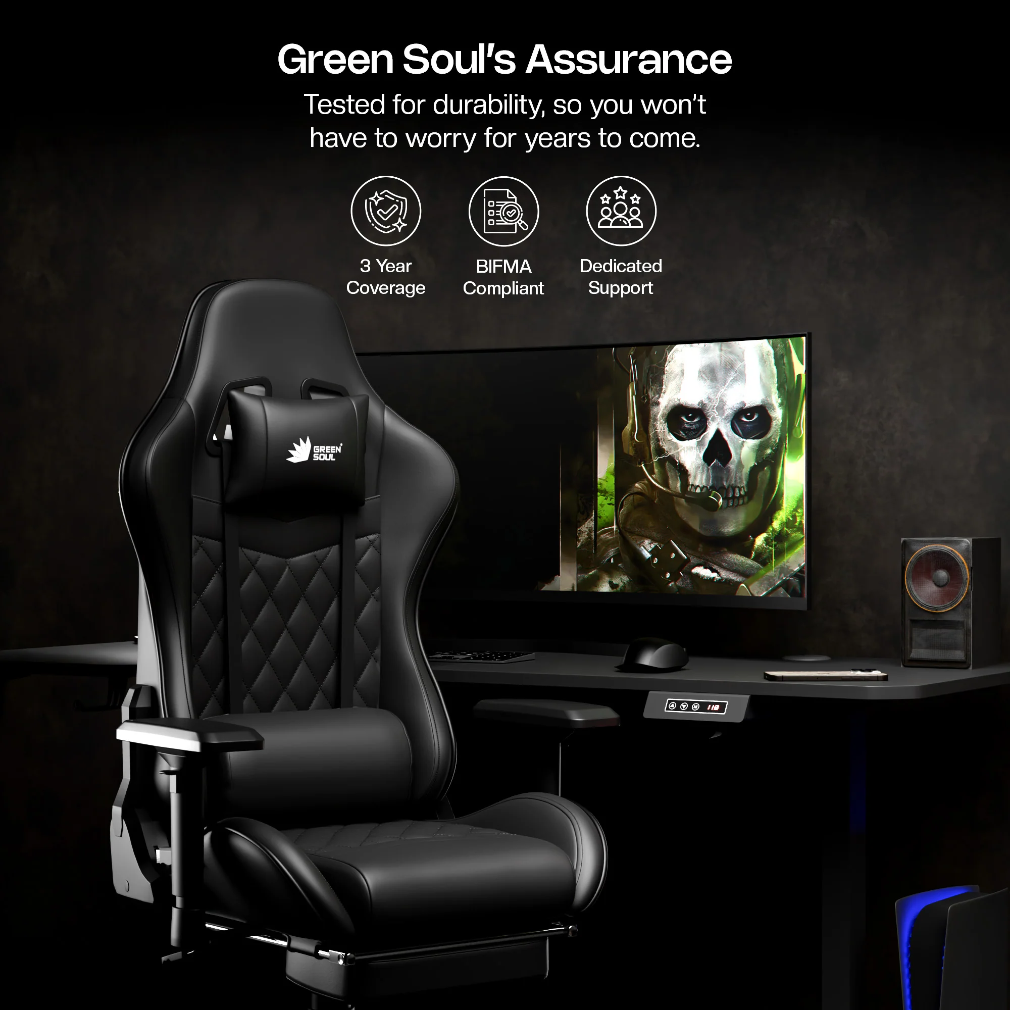 Green Soul Ghost Gaming Chair With Integrated Footrest - Image 78