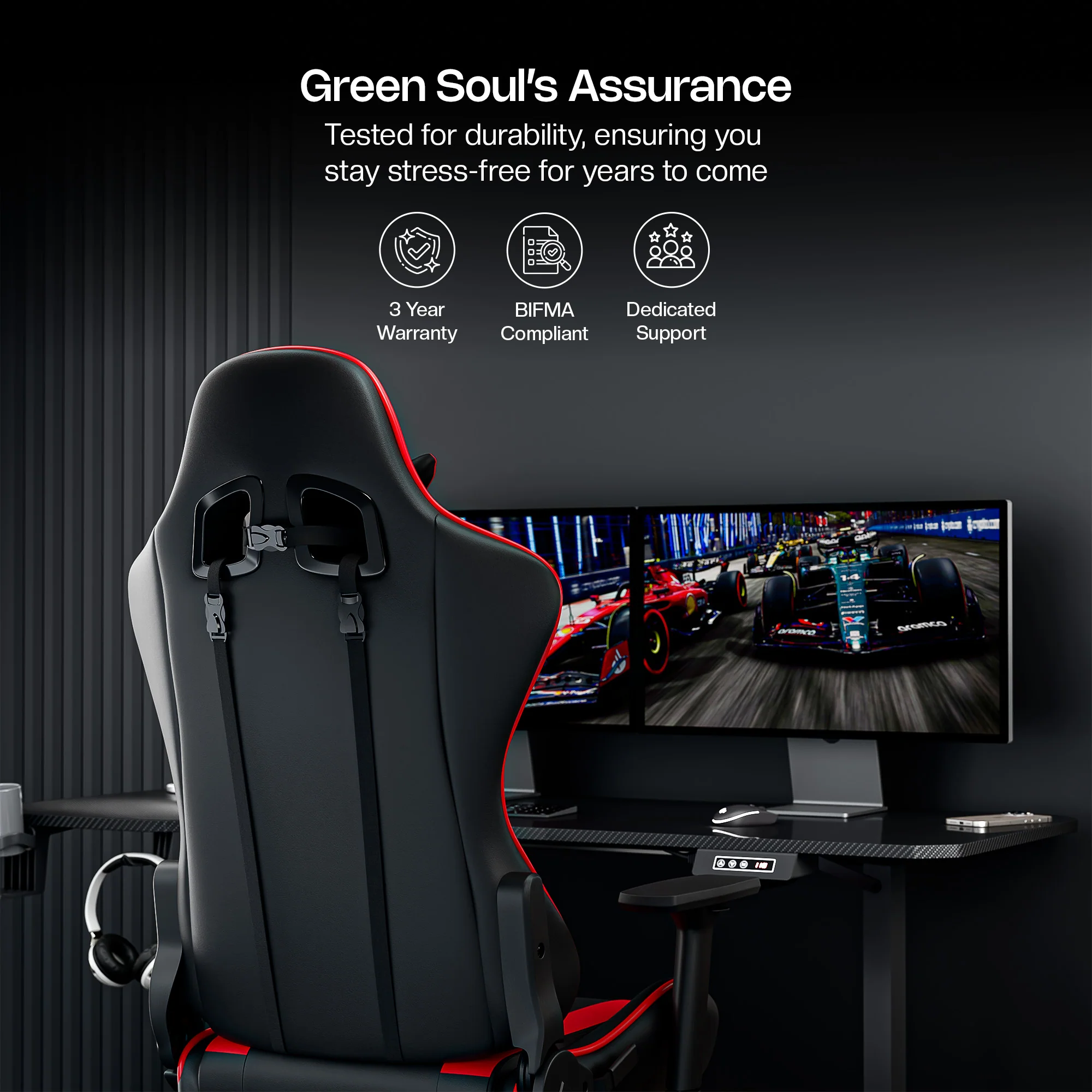 Green Soul Raptor Pro Racing Edition with Footrest Gaming Chair - Image 6