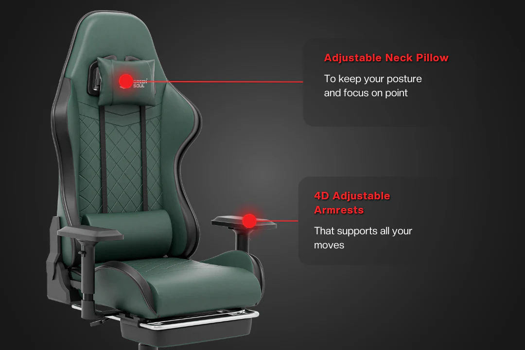 Green Soul Ghost Gaming Chair With Integrated Footrest - Image 16
