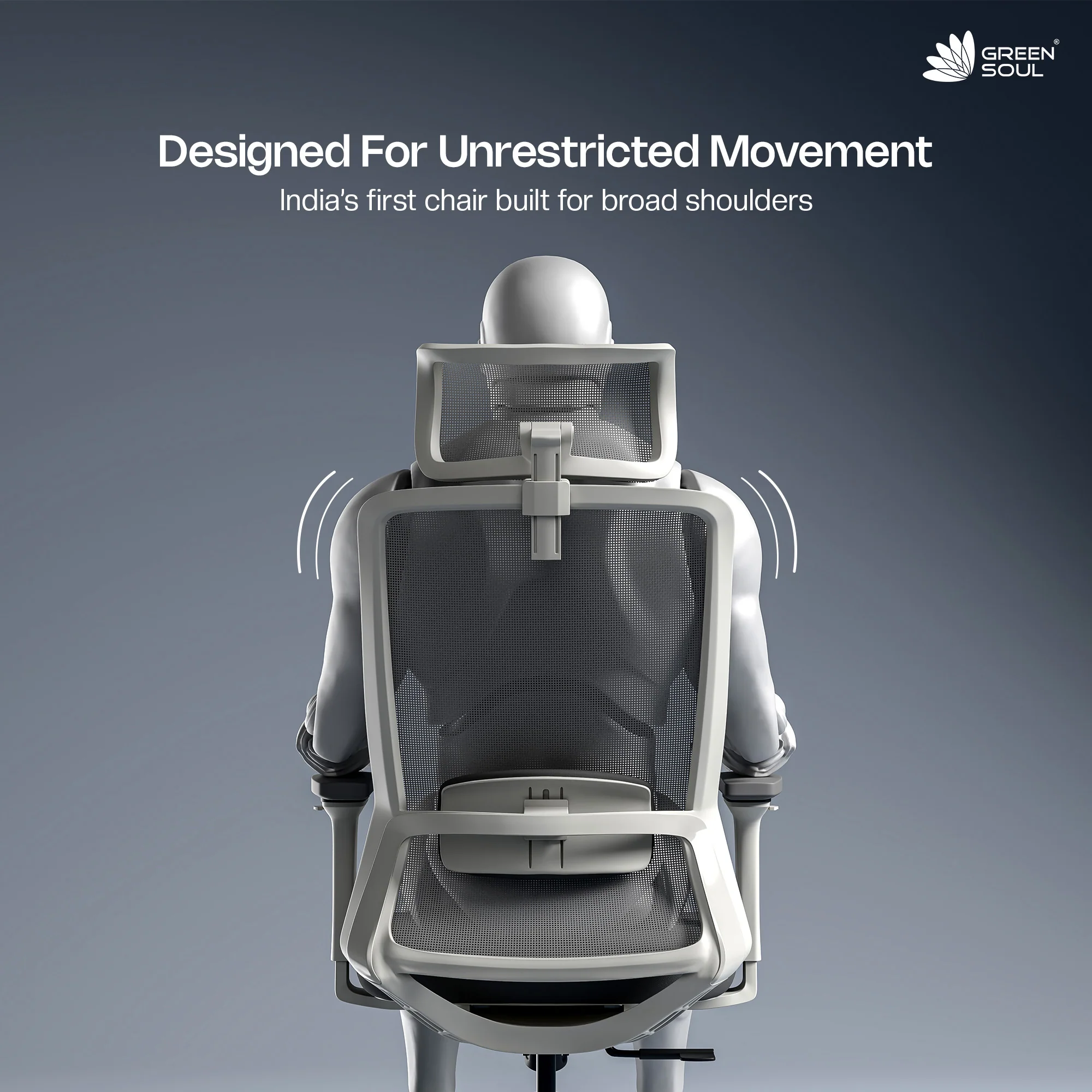Green Soul Leo Designed for Broad Shoulders Mesh Ergonomic Office Chair - Image 17