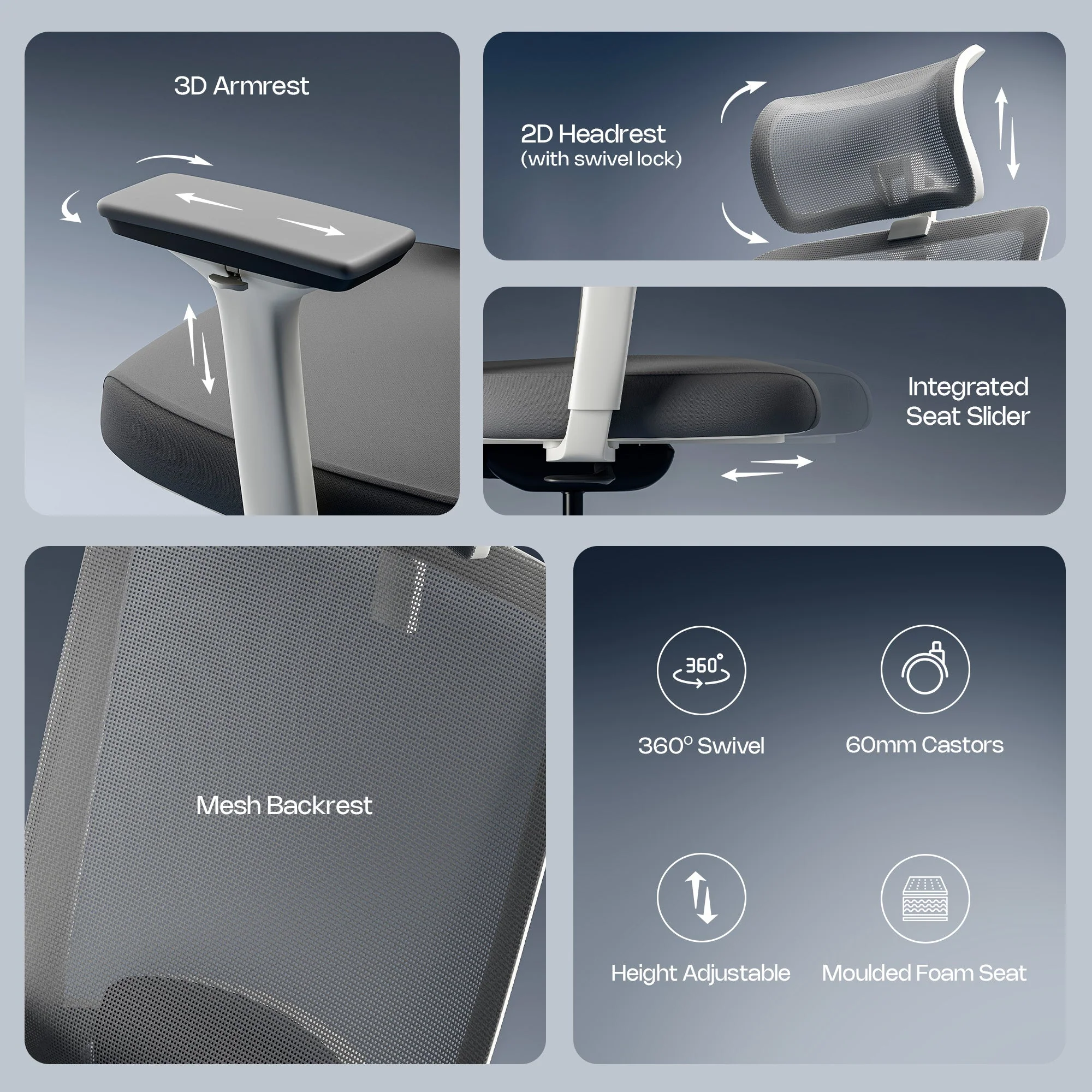 Green Soul Leo Designed for Broad Shoulders Mesh Ergonomic Office Chair - Image 36