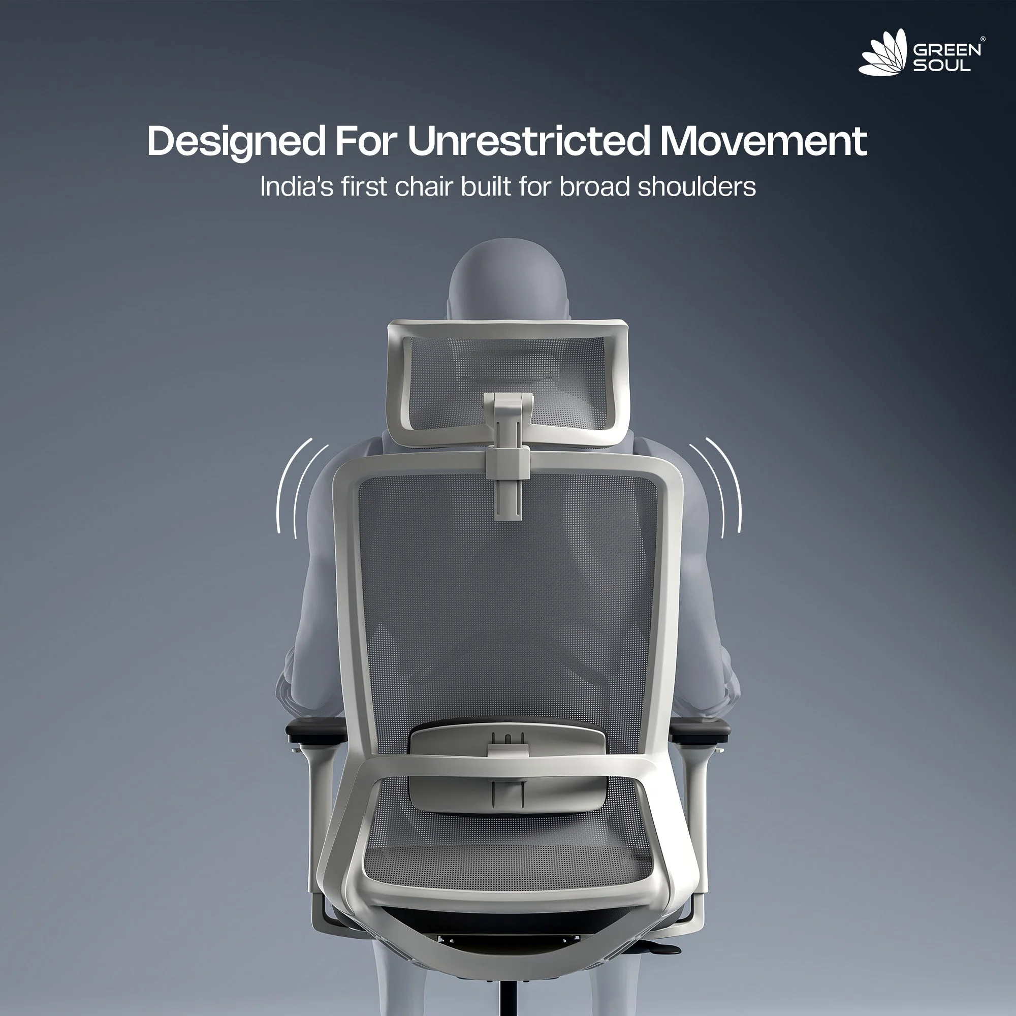 Green Soul Leo Designed for Broad Shoulders Mesh Ergonomic Office Chair - Image 37