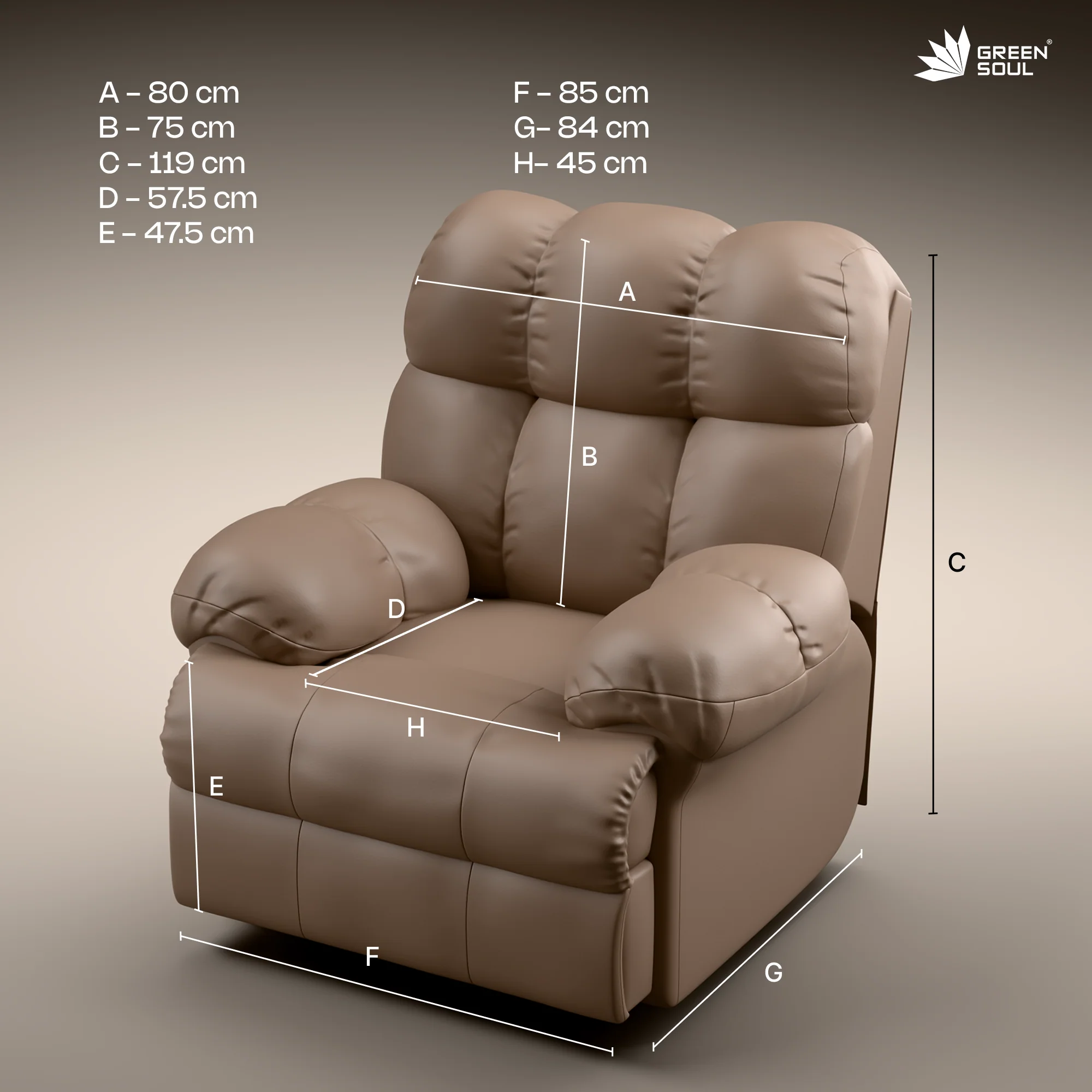 Green Soul Shangri-La Rocking, Revolving and Recline Single Seater Electric Recliner Sofa - Image 108
