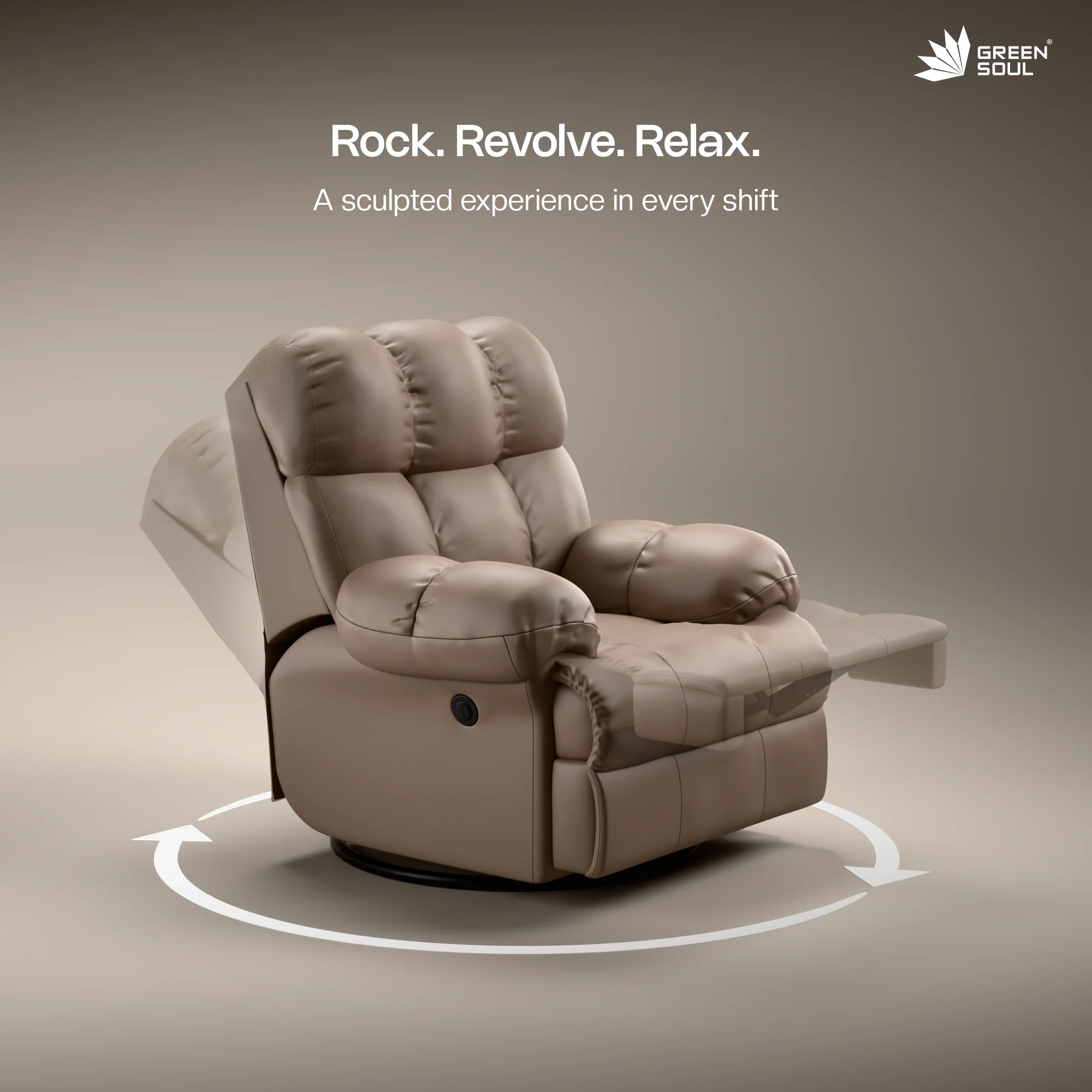 Green Soul Shangri-La Rocking, Revolving and Recline Single Seater Electric Recliner Sofa - Image 113