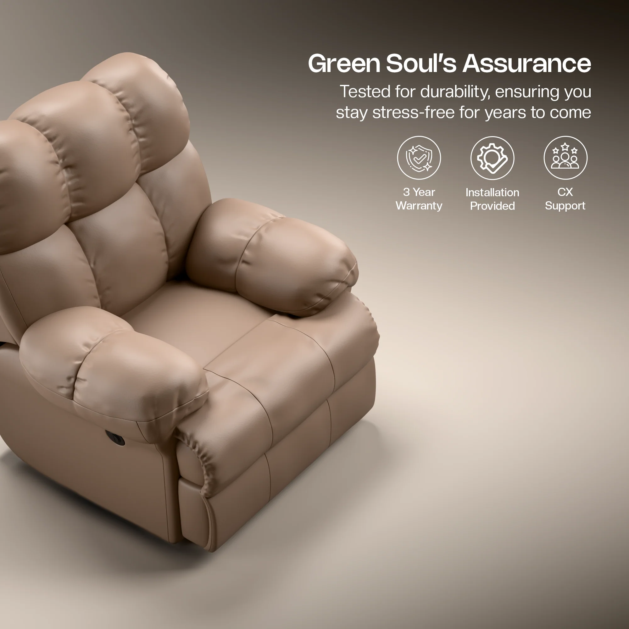 Green Soul Shangri-La Rocking, Revolving and Recline Single Seater Electric Recliner Sofa - Image 118