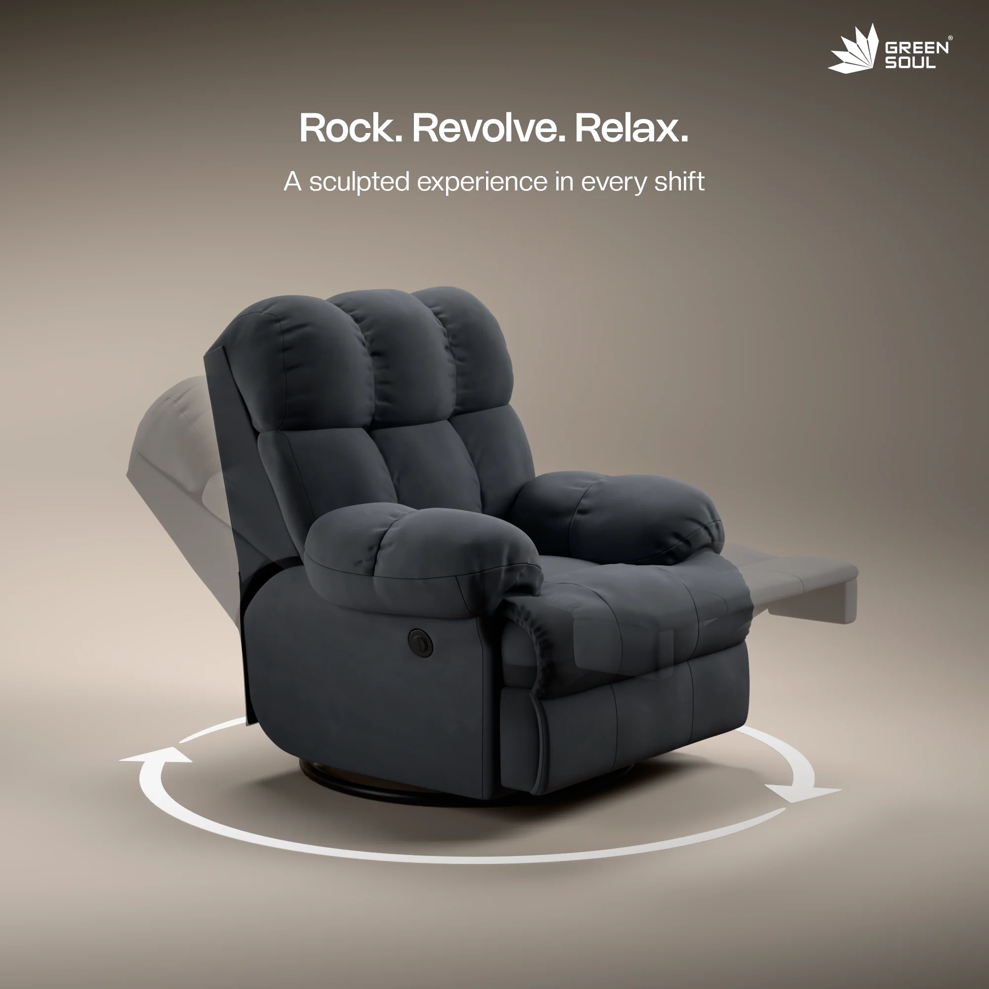 Green Soul Shangri-La Rocking, Revolving and Recline Single Seater Electric Recliner Sofa - Image 121