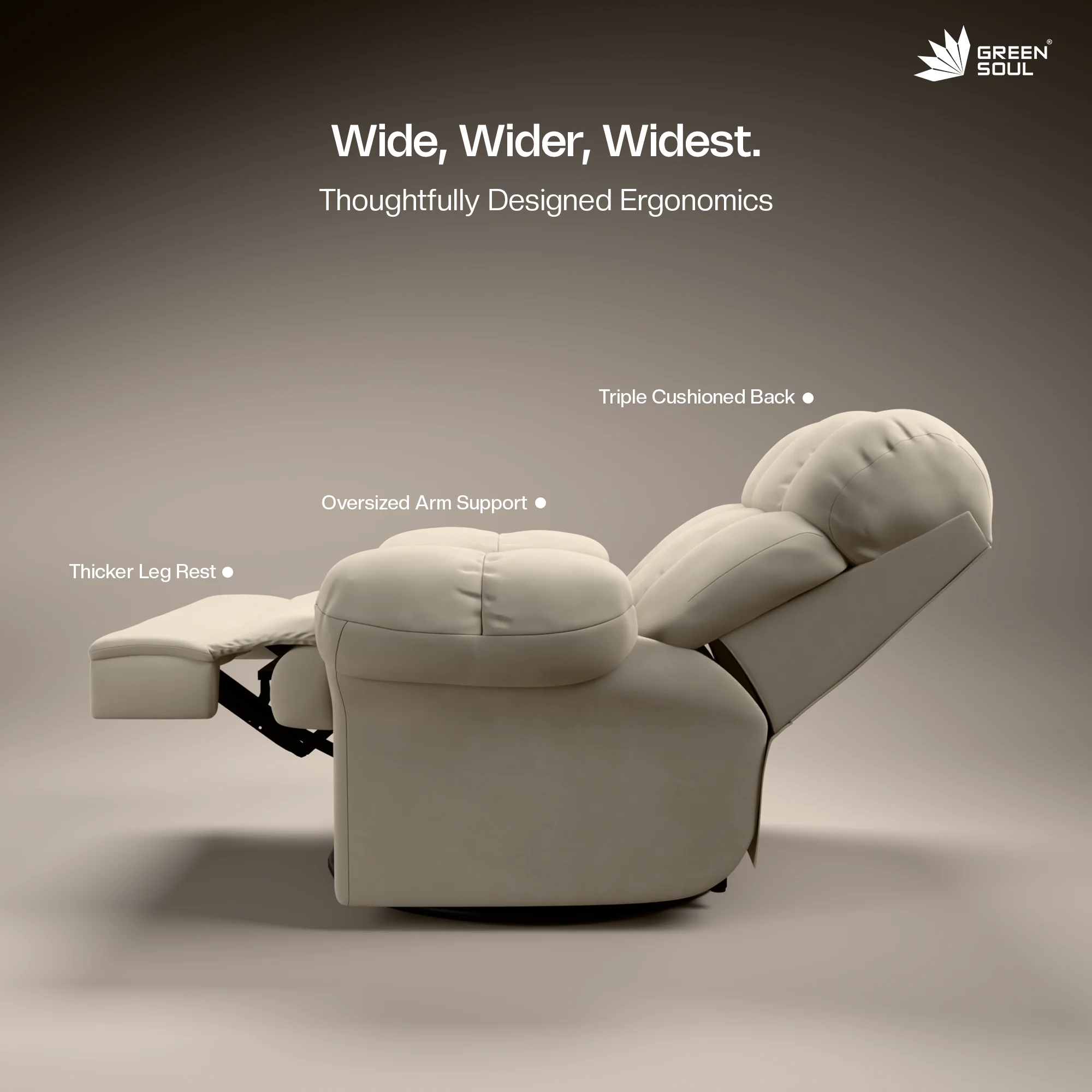 Green Soul Shangri-La Rocking, Revolving and Recline Single Seater Electric Recliner Sofa - Image 128