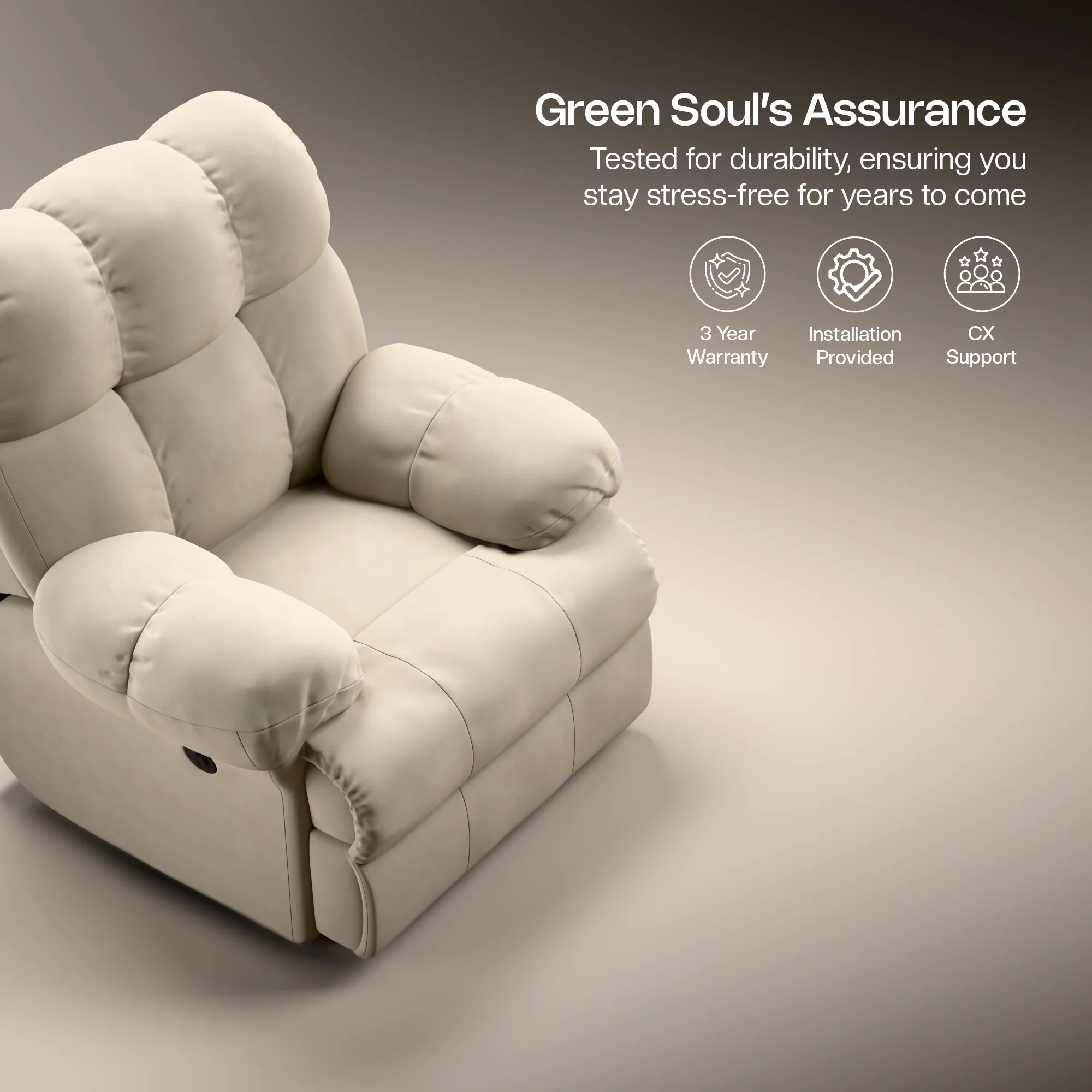 Green Soul Shangri-La Rocking, Revolving and Recline Single Seater Electric Recliner Sofa - Image 136