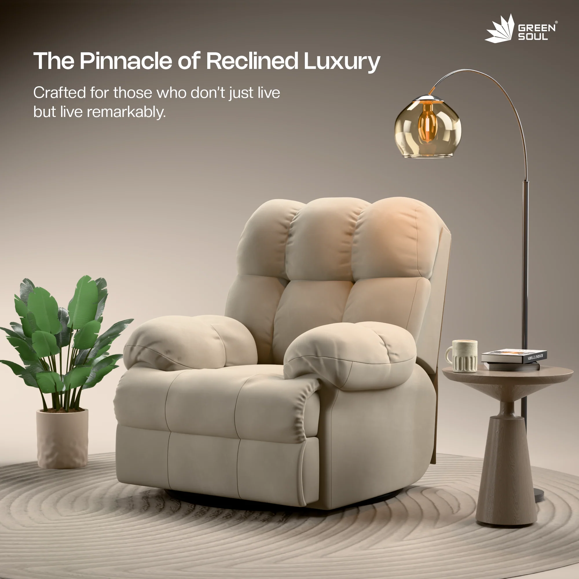 Green Soul Shangri-La Rocking, Revolving and Recline Single Seater Electric Recliner Sofa - Image 137