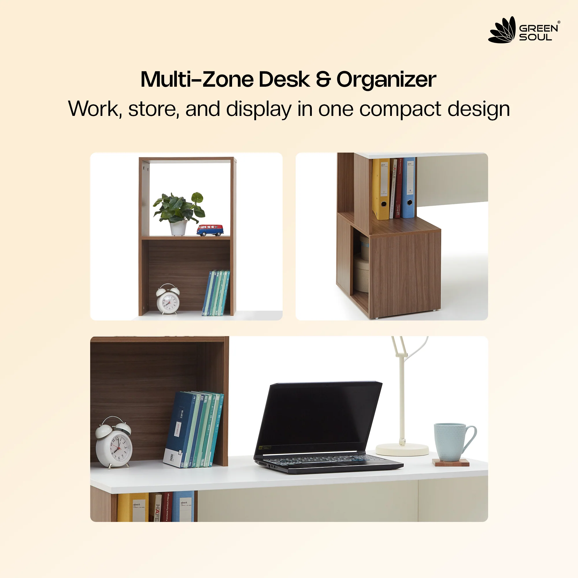 Green Soul Vermont Study Table - Frosty White - Image 15