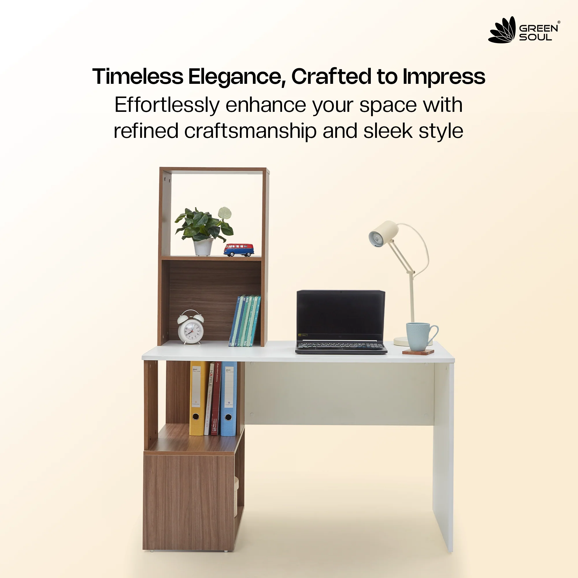 Green Soul Vermont Study Table - Frosty White - Image 17