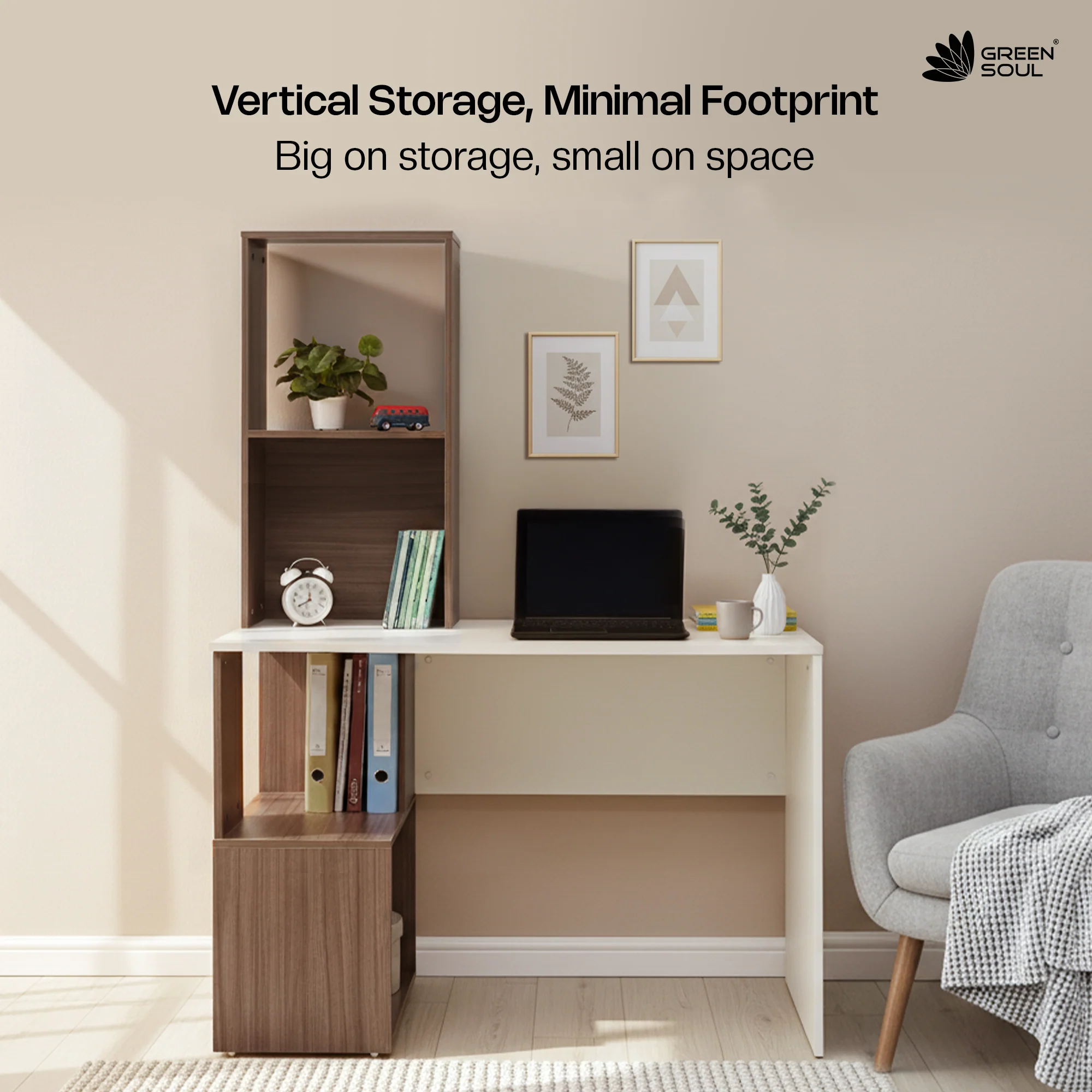 Green Soul Vermont Study Table - Frosty White - Image 19