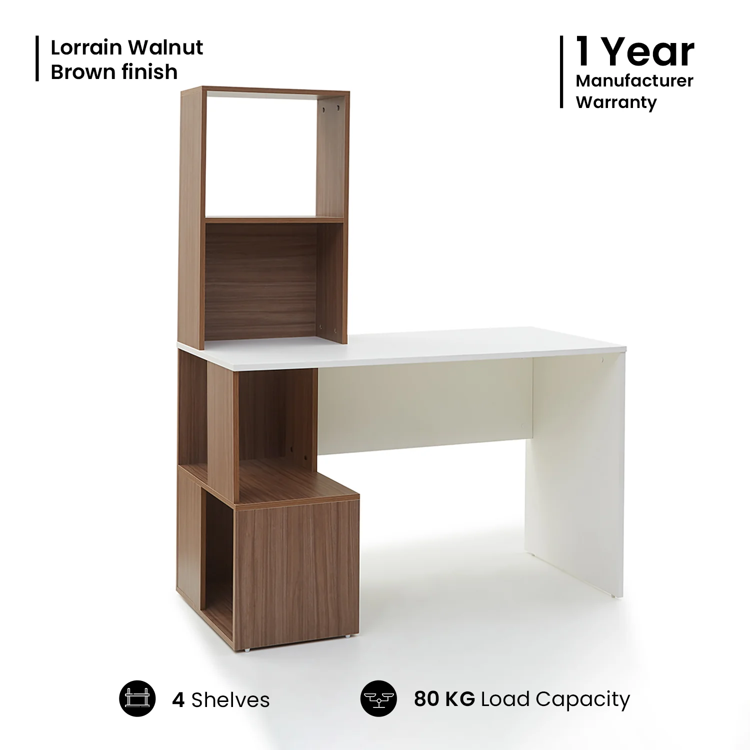 Green Soul Vermont Study Table - Frosty White - Image 7