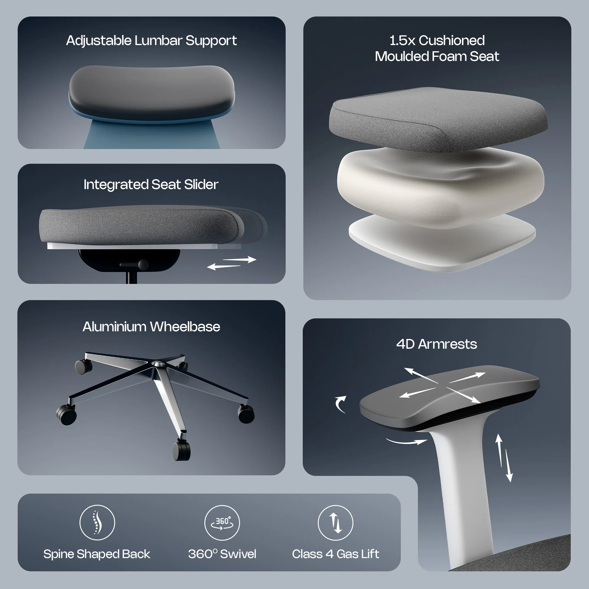 Green Soul Cosmos Pro Minimal Design Ergonomic Office Chair Intelli-Adapt 4D armrest - Image 22