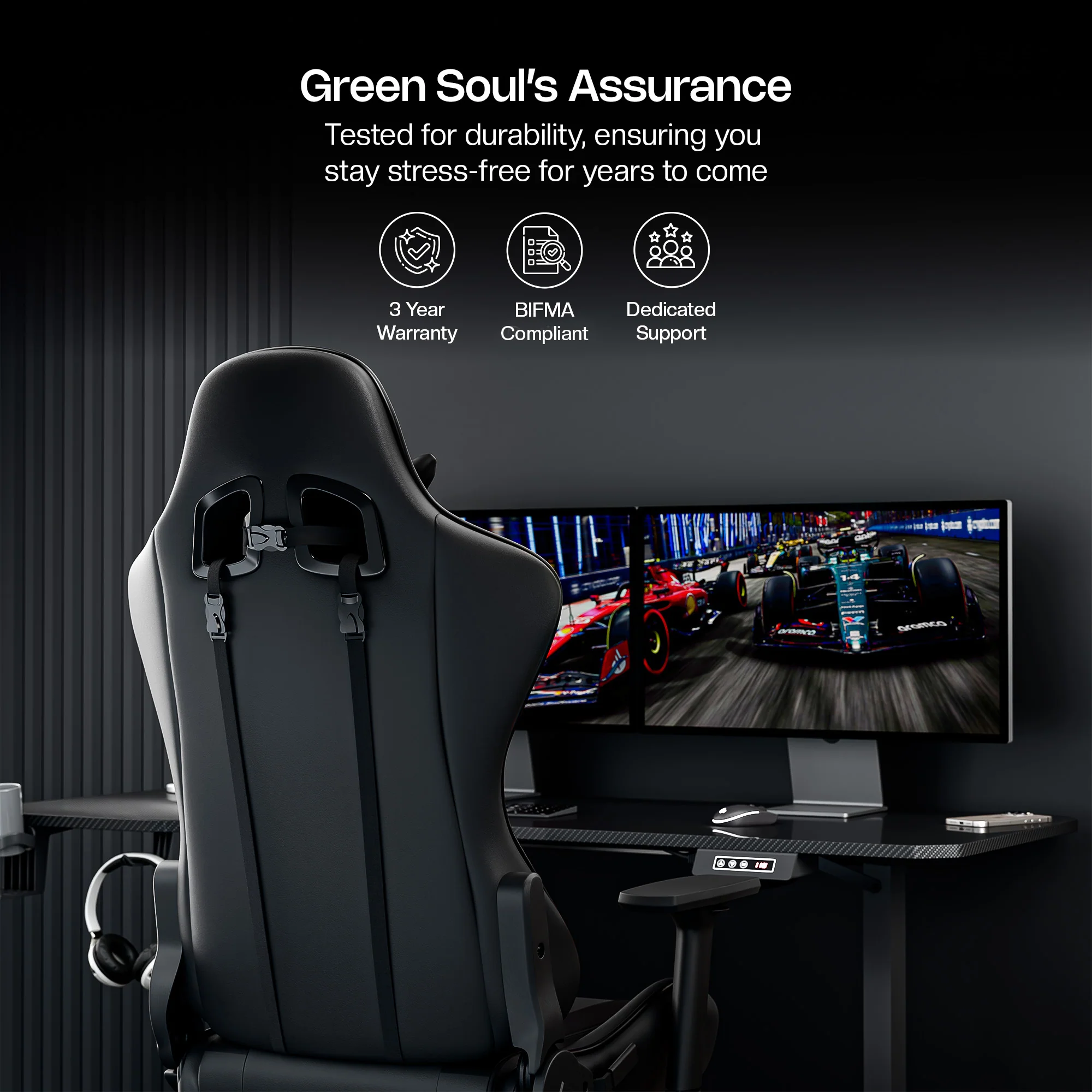Green Soul Raptor Pro Racing Edition with Footrest Gaming Chair - Image 16
