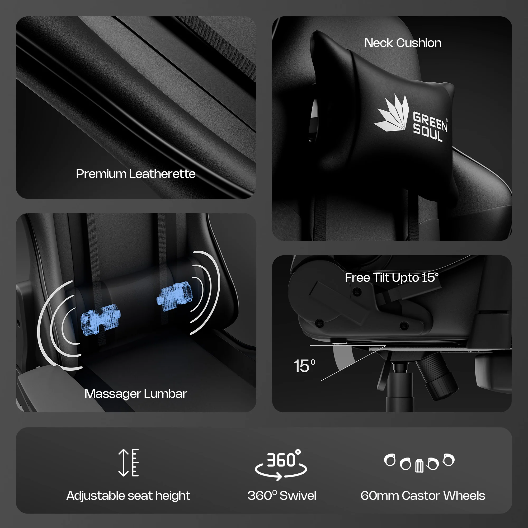 Green Soul Raptor Pro Racing Edition with Footrest Gaming Chair - Image 17