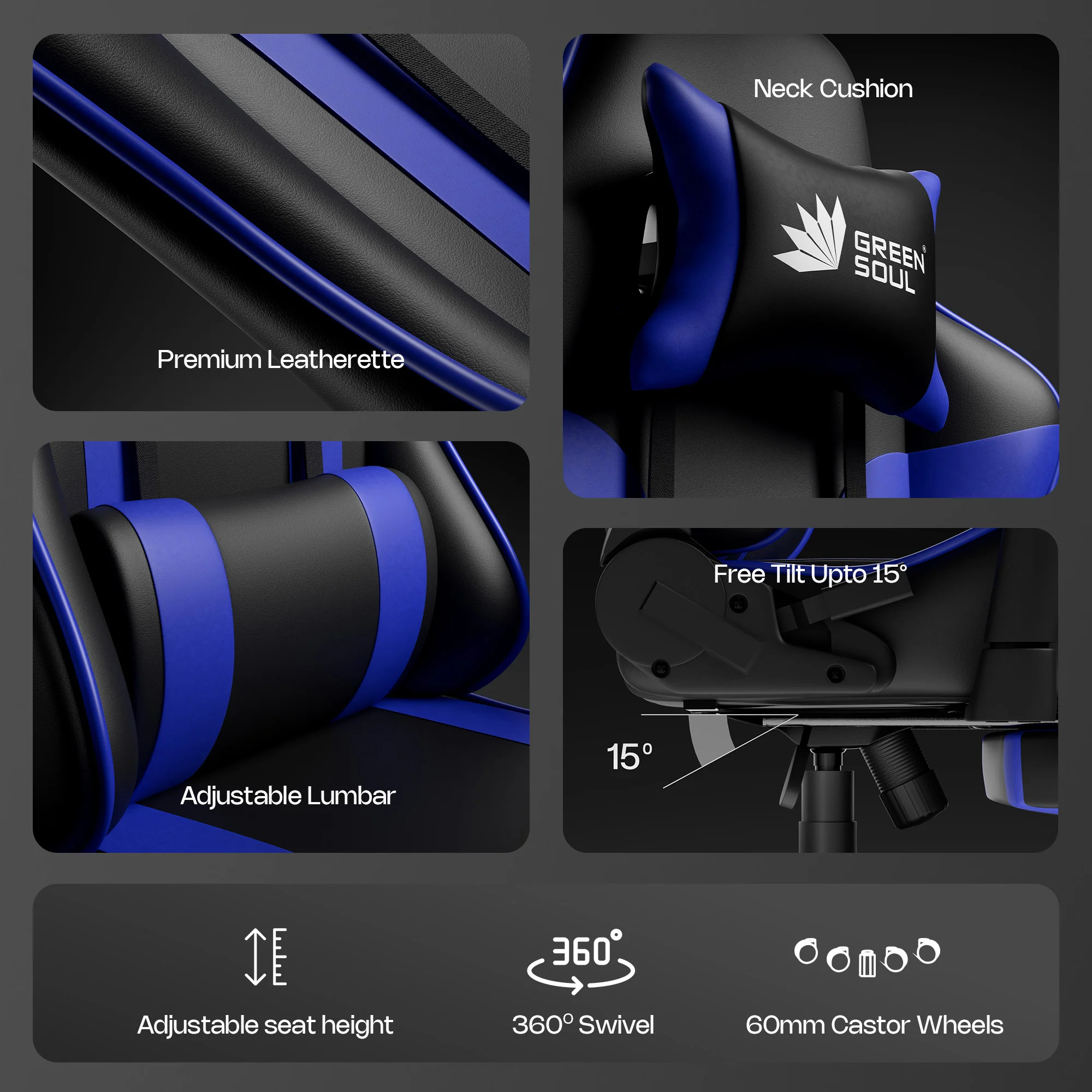 Green Soul Raptor Pro Racing Edition with Footrest Gaming Chair - Image 22