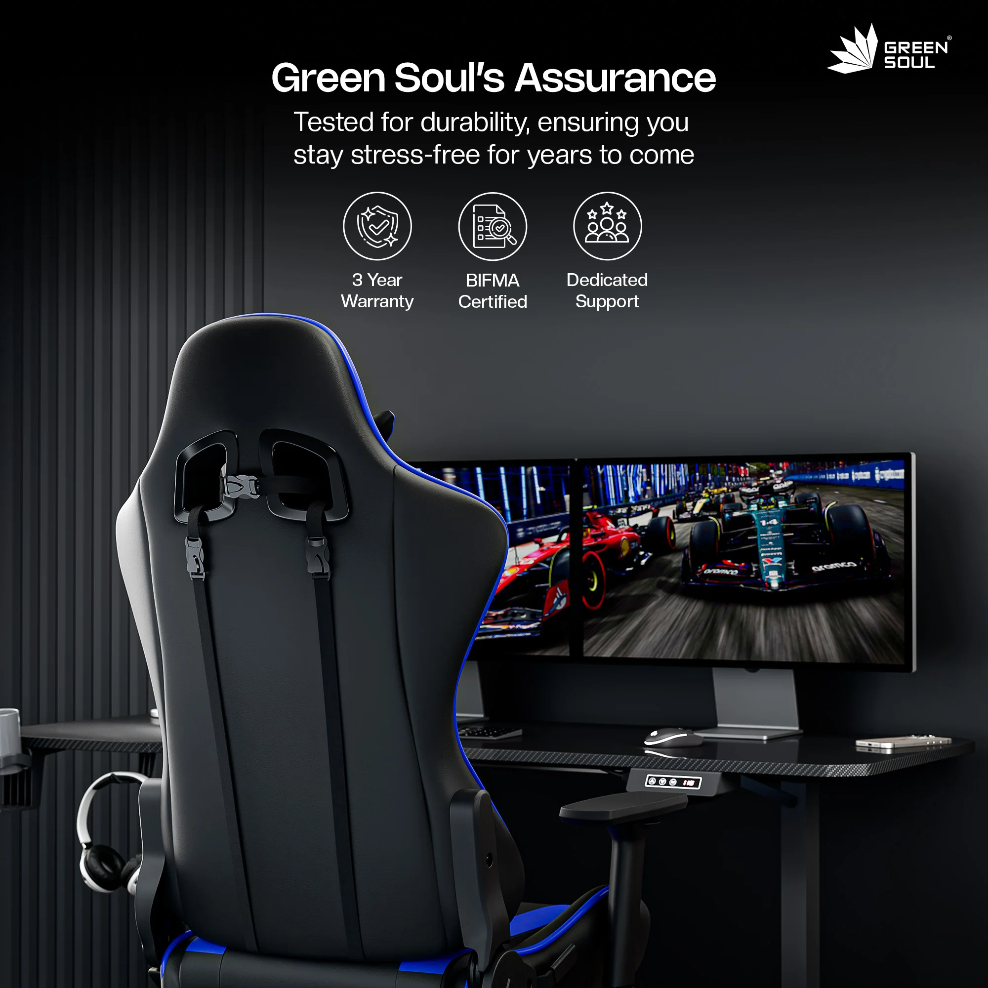 Green Soul Raptor Pro Racing Edition with Footrest Gaming Chair - Image 24