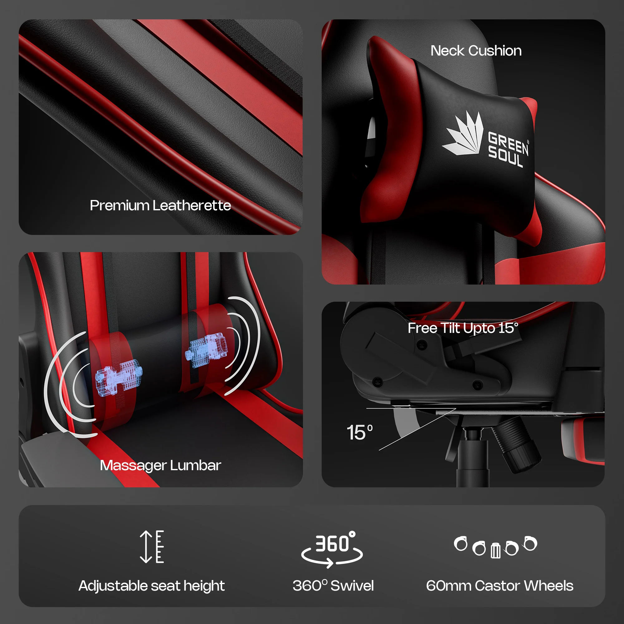 Green Soul Raptor Pro Racing Edition with Footrest Gaming Chair - Image 7